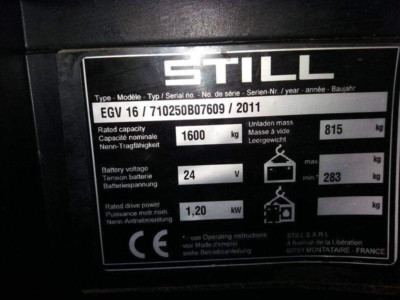 Фото 4. Штабелер электрический поводковый STILL EGV 16 3.7m