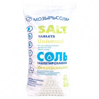 Соль таблетированная в полипропиленовом мешке (25кг) Мозырь