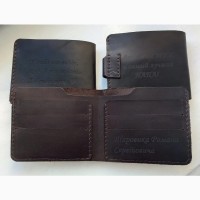 Шкіряний гаманець з гравіюванням, кошелек с гравировкой, іменний гам