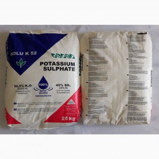 Сульфат калия, 25 кг K2O-50-52%. S-18%, мешок 25кг