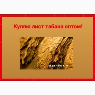 Куплю лист табака оптом! Вся Украина