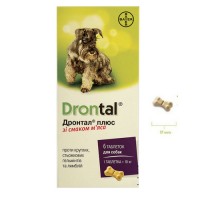 Дронтал плюс (Drontal plus) зі смаком м#039;яса, для собак, 1 таблетка