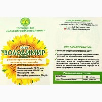 Посівмат соняшника Володимир, 90-95 днів, протруєний, Екстра, класичний сорт