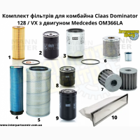 Фільтри для комбайна Claas Dominator 128 VX, Medcedes OM366LA