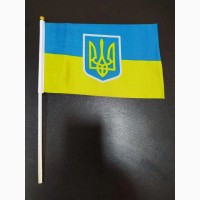Маленький прапорець України з Тризубом на паличці, розмір: 21х14 см