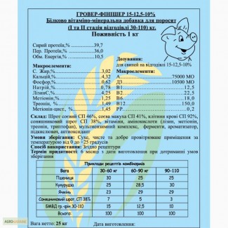 БМВД Гровер-Фініш 15-12.5% для свиней від 30 до 110 кг
