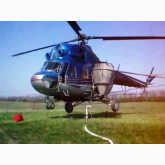 Десикация подсолнечника вертолетами Ми-2