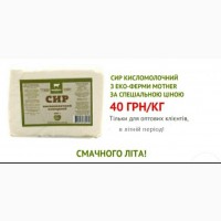 Сир кисломолочний натуральний фермерський 40 грн/кг