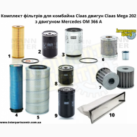 Фільтри для комбайна Claas Mega 202 з двигуном Medcedes OM366A 118 KW