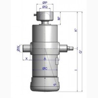 Гидроцилиндр 2-х штоковый, подкузовной для трехсторонней разгрузки