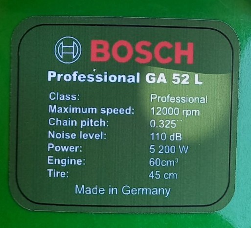 Фото 2. Новая Бензопила BOSCH Professional GA 52 L Германия 5, 2 кВт Бош. Заходи