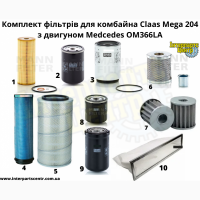 Фільтри для комбайна Claas Mega 204 з двигуном Medcedes OM366LA